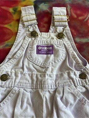 💜 90’s VTG OshKosh B'gosh Lavender Purple Vestbak Baby Overalls 6/9M